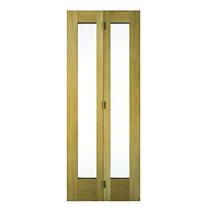 Wickes Oxford Fully Glazed Oak 2 Panel Internal Bi-Fold Door - 1981mm x 762mm