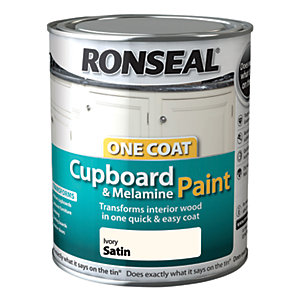 Ronseal One Coat Cupboard & Melamine Paint - Ivory Satin 750ml
