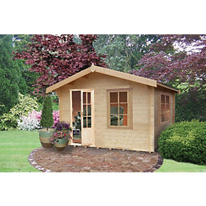 Shire 12 x 8 ft Bucknells Log Cabin with Overhang