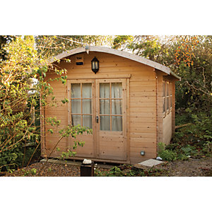 Shire 10 x 12 ft Kilburn Curved Roof Double Door Log Cabin