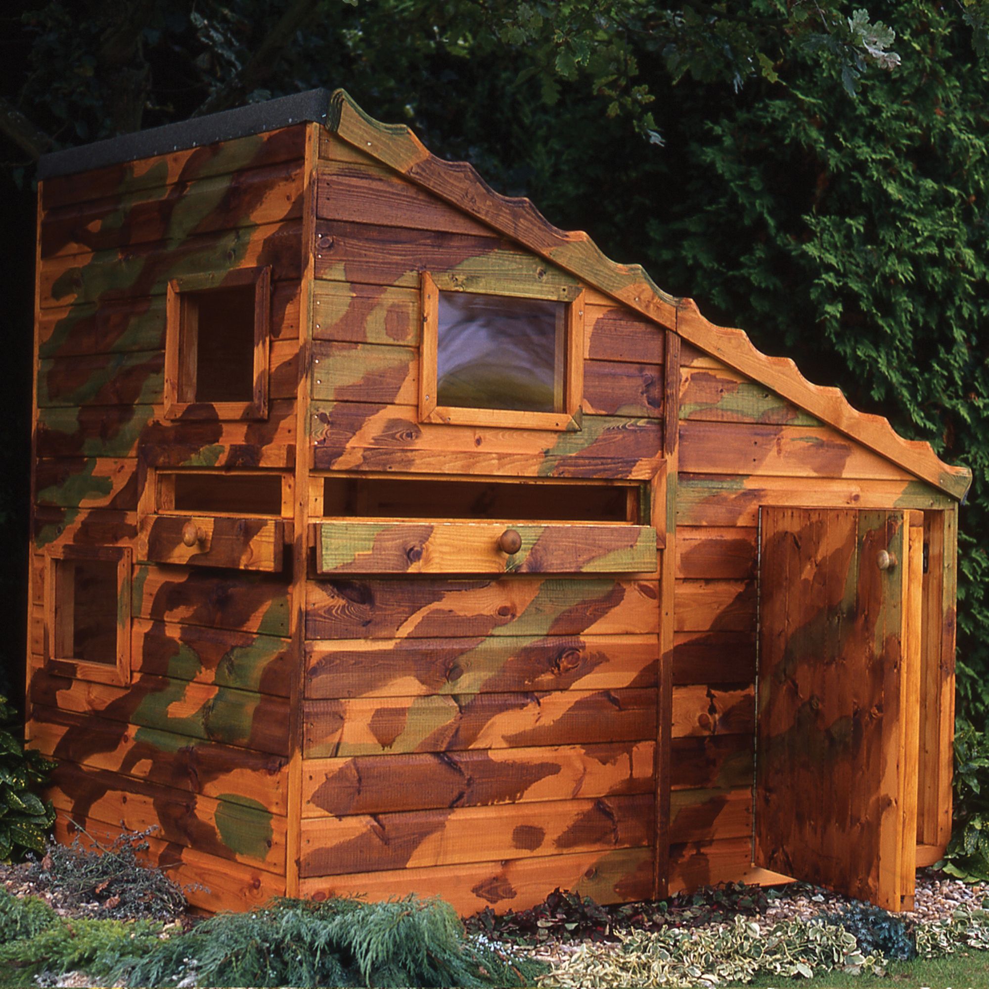 Shire 6 x 4ft Command Post Wooden Playhouse with Water Gun Ports