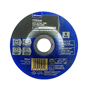 Wickes Metal Flat Cutting Disc 115mm - Pack of 5