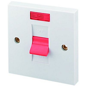 Wickes 45 Amp Double Pole Cooker Switch with Neon Indicator - Polished