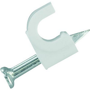 Wickes Round Cable Clips - White 5mm Pack of 50