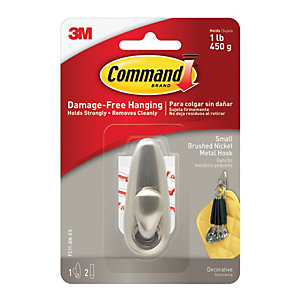 Command Brushed Nickel Metal Small Hook