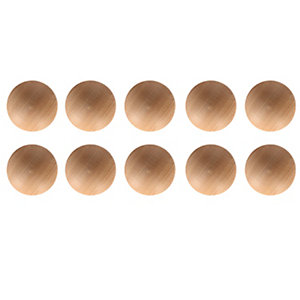 Wickes Unvarnished Ring Door Knob - Pine 40mm Pack of 10