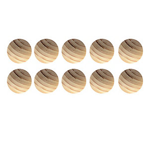 Wickes Unvarnished Ring Door Knob - Beech 40mm Pack of 10