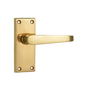 Wickes Rome Victorian Straight Latch Door Handle - Polished Brass 1 Pair