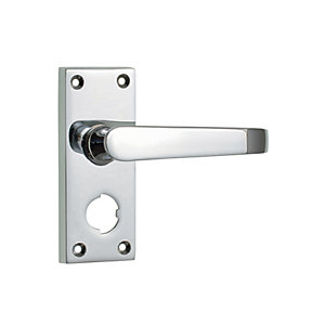 Wickes New York Victorian Straight Privacy Door Handle - Chrome 1 Pair