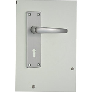 Wickes Contract Locking Door Handle - Satin Aluminium 1 Pair