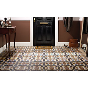 Wickes Dorset Marron Patterned Ceramic Wall & Floor Tile - 316 x 316mm
