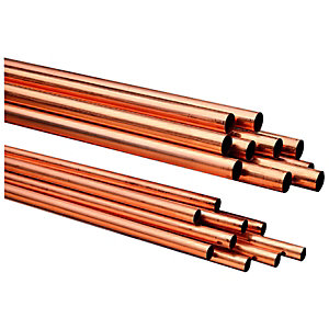 Wickes Copper Pipe 22mm x 2m Pack 10