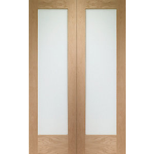 Wickes Oxford 1981mm X 1372mm Fully Glazed Rebated Internal French Doors Oak