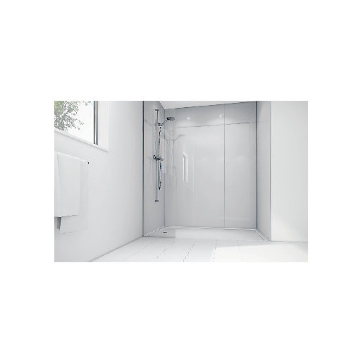 Mermaid White Acrylic 2 Sided Shower Panel Kit 1200mm x 900mm Wickes