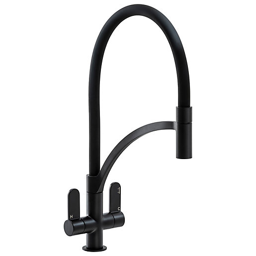 Abode Genio Pull Out Kitchen Tap Matt Black Wickes.co.uk