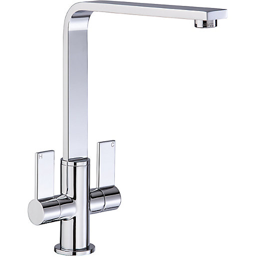 Abode Quantic Dual Lever Monobloc Sink Mixer Tap - Chrome | Wickes.co.uk