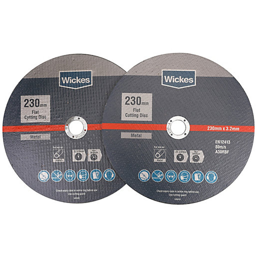 Wickes Metal Flat Cutting Disc 230mm Pack of 2 Wickes.co.uk