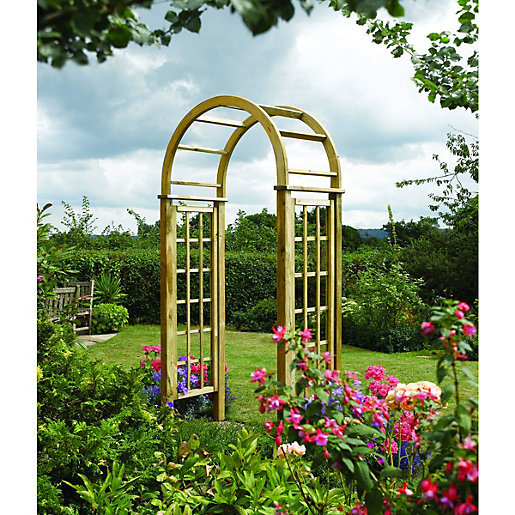Rowlinson Curved Wooden Trellis Garden Arch - 1240 x 650 mm | Wickes.co.uk