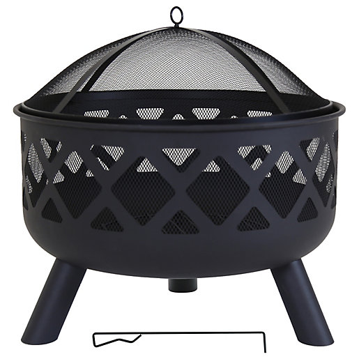 Charles Bentley Large Round Metal, Fire Pit Metal Mesh Cover