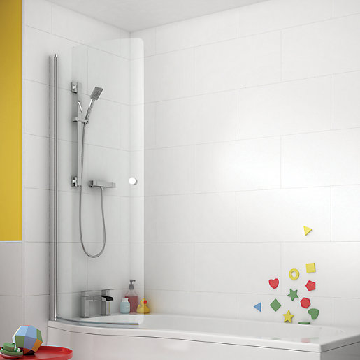 wickes 5mm curved front shower bath screen for p shaped baths 1500 x 752mm wickes co uk