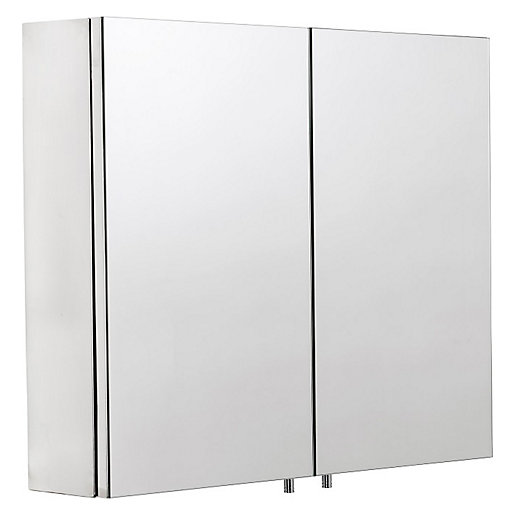 Wickes Finchley Folded Stainless Steel Mdf Carcass Double Door Bathroom Cabinet 670 X 600mm Wickes Co Uk