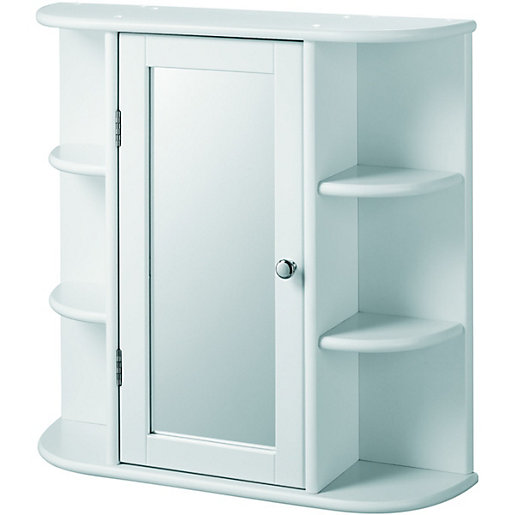 Wickes Single Mirror white Bathroom Cabinet with 6 Shelves ...