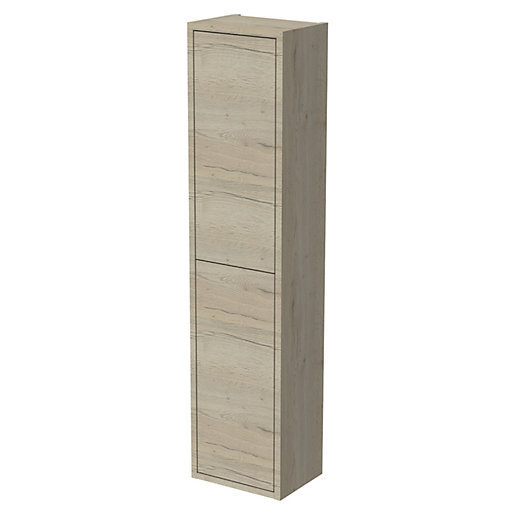 Wickes Tallinn Halifax Oak 'Push To Open' Wall Hung Tower Unit 1300 x