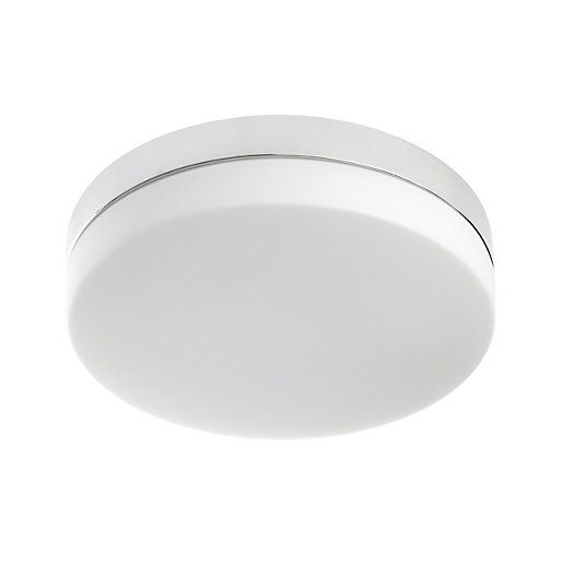 Wickes Hudson Glass Flat Round Led Ceiling Light 18w Co Uk - Flat Glass Ceiling Light Cover