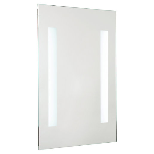 Croydex Malham Battery LED Bathroom Mirror Silver Wickes.co.uk