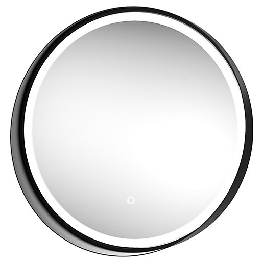 Wickes Byron Colour Changing Matt Black Round LED Mirror ...