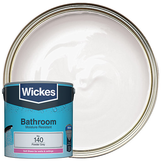 Wickes Powder Grey No. 140 Bathroom Soft Sheen Emulsion Paint 2.5L