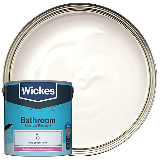 wickes pure brilliant white no 0 bathroom soft sheen emulsion paint 2 5l wickes co uk