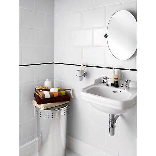 Wickes Bevelled Edge White Gloss Ceramic Wall Tile 300 x 200mm Wickes