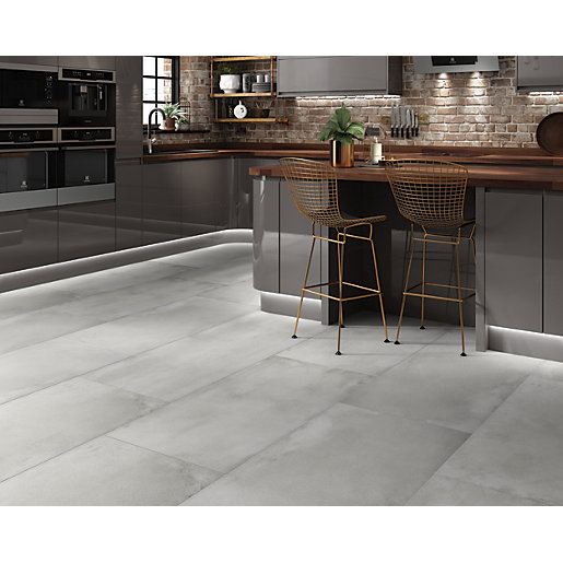 Wickes Boutique Memphis Grey Glazed Porcelain Floor Tile 1200 X 600mm Wickes Co Uk