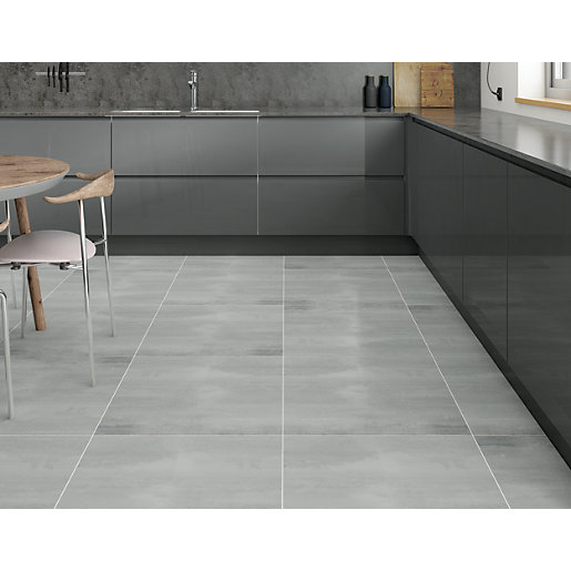 Wickes Boutique Synthesis Grey Glazed Porcelain Wall Floor Tile 600 X 600mm Wickes Co Uk
