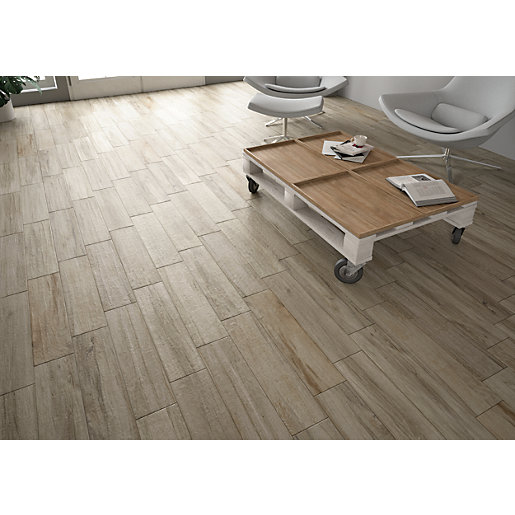 Wickes Mercia Grey Wood Effect Wall, Grey Plank Tile Flooring