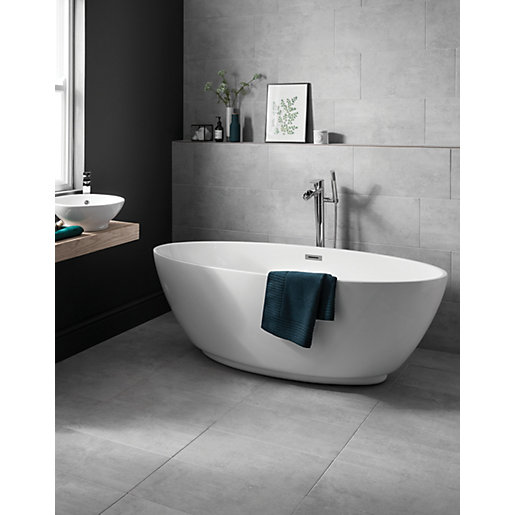 Wickes Tibet Light Grey Matt Glazed, Light Gray Tile Bathroom Floor