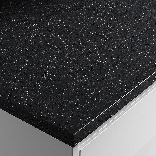 Wickes Black Quartz Laminate Bathroom Worktop 2m x 337mm x 28mm