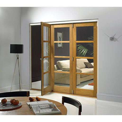 Wickes Belgrave Fully Glazed Oak 4 Lite Internal BiFold 3 Door Set