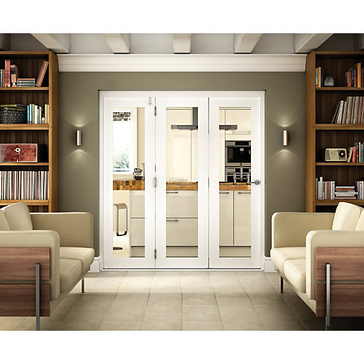 Wickes Belgrave White Fully Glazed Hardwood 1 Lite Internal BiFold 3 Door Set 2074mm x 2090mm