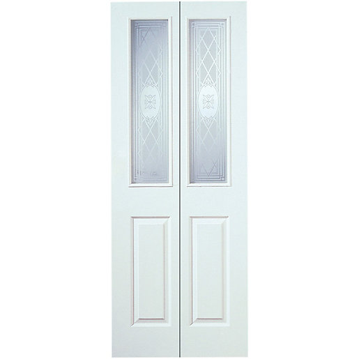 Wickes Stirling White Glazed Grained Moulded 4 Panel Internal Bi-Fold ...