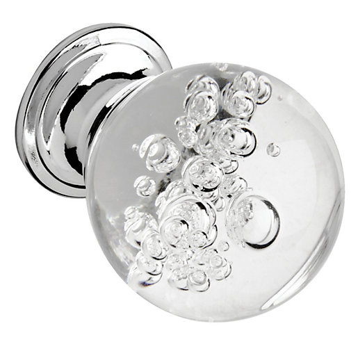 Wickes Bubbled Glass Door Knob Chrome 30mm Pack of 4 Wickes.co.uk