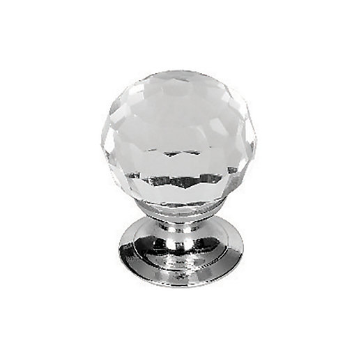 Wickes Glass Faceted Door Knob Polished Chrome 30mm Pack of 6 Wickes.co.uk