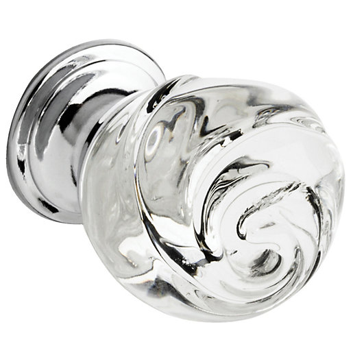 Wickes Rose Shaped Glass Door Knob Chrome 30mm Pack of 4 Wickes.co.uk