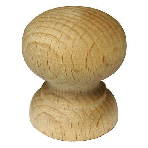 Wickes Shaped Door Knob Beech 33mm Pack of 4 Wickes.co.uk