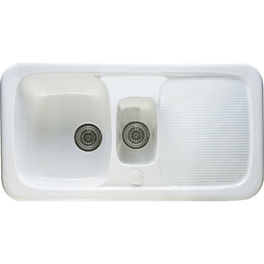 Wickes Ceramic Farmhouse 1 5 Bowl Sink White Wickes Co Uk