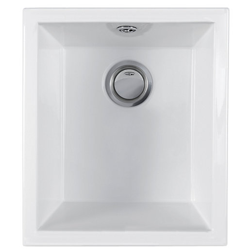 Wickes Square 1 Bowl Ceramic Kitchen Sink - White | Wickes.co.uk