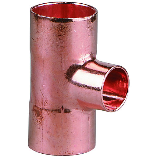 Primaflow Copper End Feed Reducing Tee 22 X 22 X 15mm Wickes.co.uk