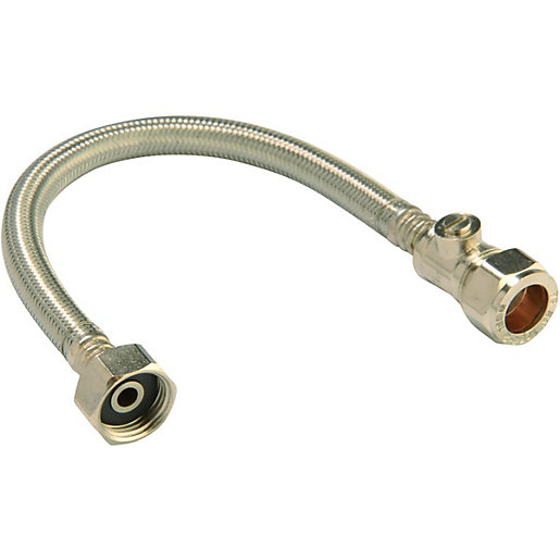 Wickes Flexible Compression Tap Connector With Isolating Valve 22 x