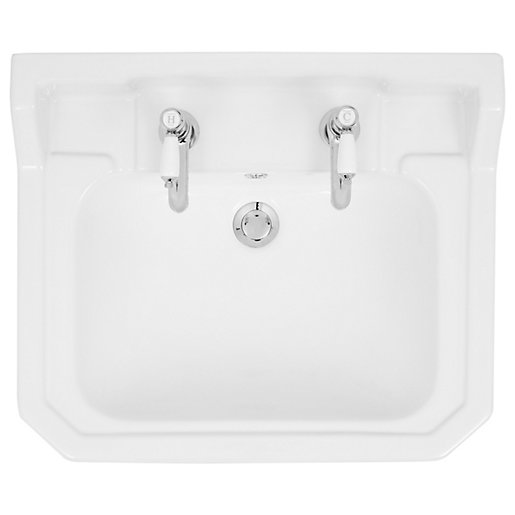 Wickes Oxford Traditional 2 Tap Hole Semi Recessed Basin 550mm